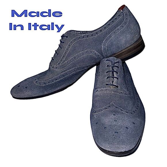 Paul Smith Blue Suede Wingtip Oxford Shoes US 9 M main image 7